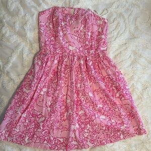 Lilly Pulitzer pink and white Richelle Back Tie Dress
